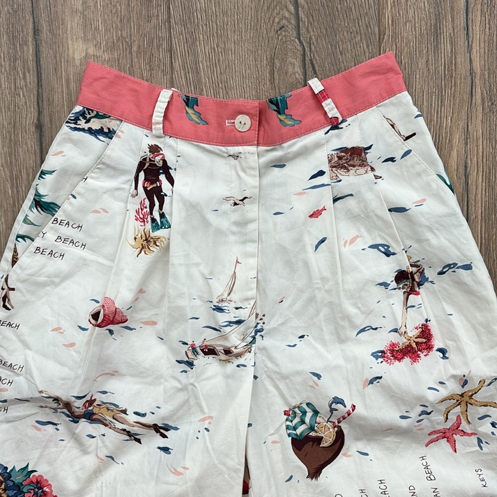 Retro Vintage Bushwacker Beach Shorts Size 4 Pleated High Waist Bermuda USA - Picture 3 of 15
